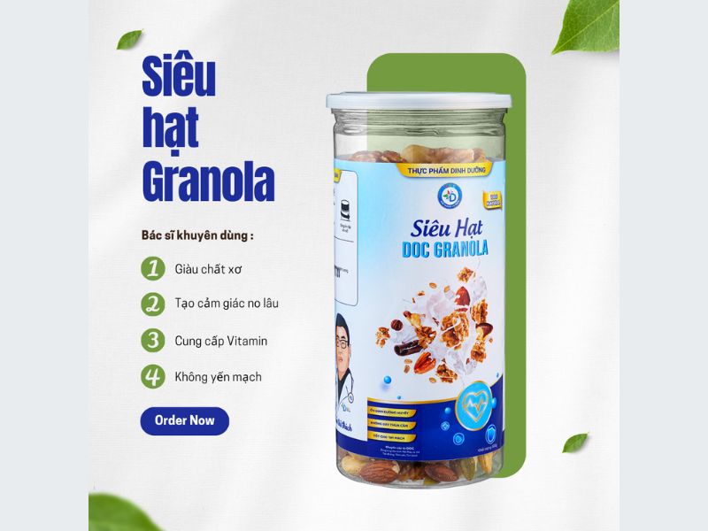 Siêu hạt DOC Granola - Siêu hạt dinh dưỡng dành cho người tiểu đường