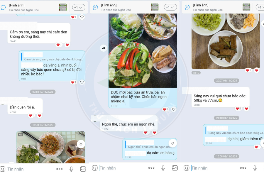 Hình ảnh học viên chia sẻ với chuyên viên mỗi bữa ăn